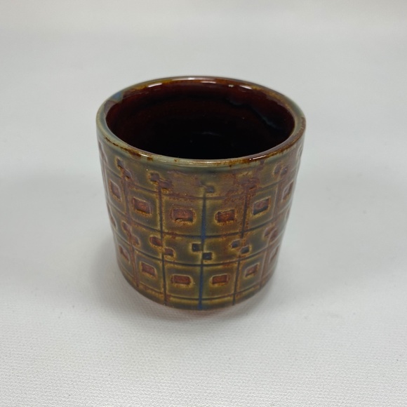 Lot of 3 Small Pottery Vases, 2 Blue VTG '73 , 1 Brown Pier One, Textured 2"-3" - Picture 5 of 13